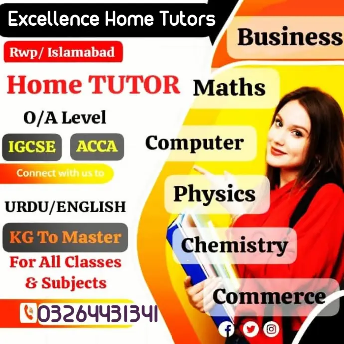 Tutors for all subjects in Shadman Lahore Expert Tutors in Shadman Lahore