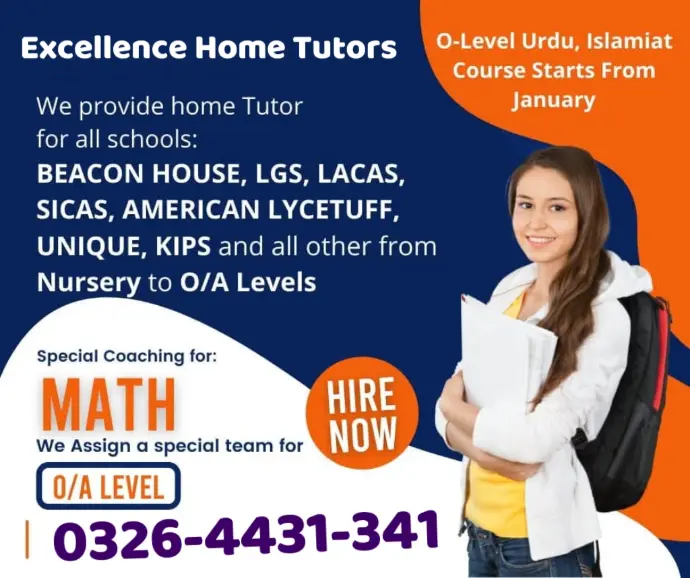Male/Female Home Tutors in Lahore Home Tutors in Lahore